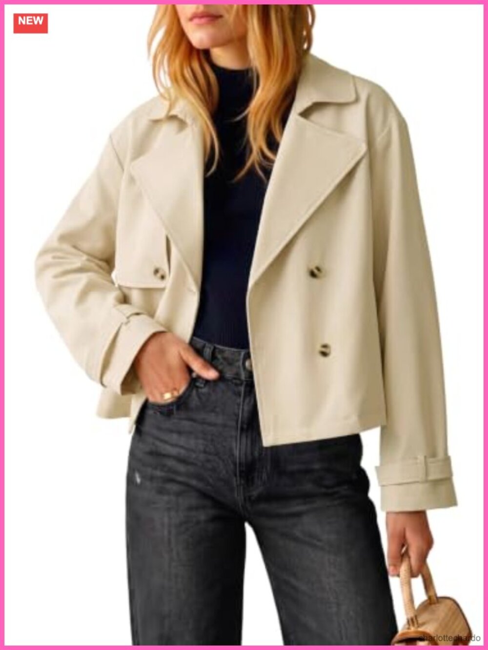 Women's Cropped Double Breasted Trench Coat Short Overcoat